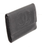 Chanel Black Caviar Leather Timeless Compact Wallet