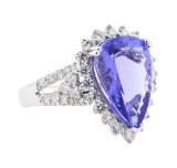 6.30 ctw Tanzanite and Diamond Ring - Platinum