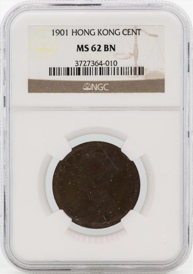 1901 Hong Kong Cent Coin NGC MS62BN
