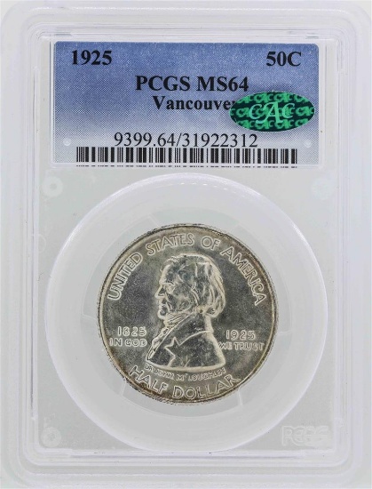 1925 Fort Vancouver Centennial Half Dollar PCGS Graded MS64 CAC
