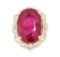 28.57 ctw Ruby and Diamond Ring - 14KT Yellow Gold