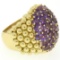 18K Yellow Gold 7.50 ctw Round Amethyst Domed Popcorn Cluster Ring