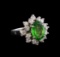 2.51 ctw Tsavorite and Diamond Ring - 14KT White Gold