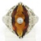 Antique Art Deco 14kt White Gold 3.06 ctw Citrine and Diamond Filigree Ring