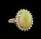 11.30 ctw Opal and Diamond Ring - 14KT Yellow Gold