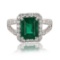 2.64 ctw Emerald and 0.89 ctw Diamond Platinum Ring