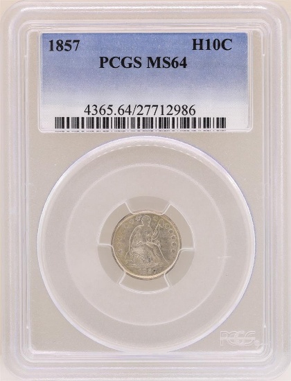 1857 Seated Liberty Half Dime Coin PCGS MS64