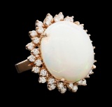 16.08 ctw Opal and Diamond Ring - 14KT Rose Gold