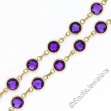 14kt Yellow Gold 10.50 ctw Round Checkerboard Amethyst by the Yard Chain Bracele