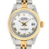 Rolex Ladies 2 Tone White Roman 26MM Datejust Wristwatch
