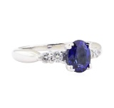 1.63 ctw Sapphire And Diamond Ring - 14KT White Gold
