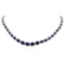 30.98 ctw Sapphire and Diamond Necklace - 14KT White Gold