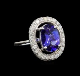 14KT White Gold 2.96 ctw Tanzanite and Diamond Ring