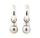 Black Tahitian Pearl Earrings - 14KT White Gold