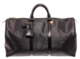 Louis Vuitton Black Epi Leather Keepall 50 cm Duffle Bag Luggage