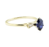 1.17 ctw Blue Sapphire and Diamond Ring - 14KT Yellow Gold