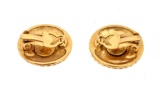 Chanel Vintage Gold CC Logo Rope Round Clip On Earrings
