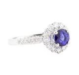 1.81 ctw Sapphire And Diamond Ring - 18KT White Gold