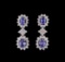 2.35 ctw Tanzanite and Diamond Earrings - 14KT White Gold