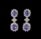 2.35 ctw Tanzanite and Diamond Earrings - 14KT White Gold