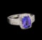 14KT White Gold 2.08 ctw Tanzanite and Diamond Ring