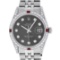 Rolex Mens Stainless Steel Diamond Lugs Rhodium Diamond & Ruby Datejust Wristwat