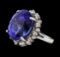 22.03 ctw Tanzanite and Diamond Ring - 14KT White Gold