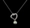 0.19 ctw Pearl and Diamond Pendant - 14KT White Gold