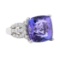 13.62 ctw Tanzanite and Diamond Ring - Platinum