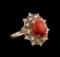 14KT Rose Gold 2.82 ctw Coral and Diamond Ring