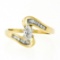14kt Yellow Gold 0.70 ctw Marquise Diamond Solitaire Bypass Ring w/ Baguette Acc