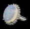 9.45 ctw Opal and Diamond Ring - 14KT White Gold