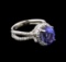 4.41 ctw Tanzanite and Diamond Ring - 14KT White Gold