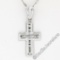 14kt White Gold 0.60 ctw Round Brilliant Diamond Cross Pendant Necklace