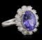 14KT White Gold 4.25 ctw Tanzanite and Diamond Ring