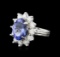 14KT White Gold 6.57 ctw Tanzanite and Diamond Ring