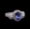 1.75 ctw Tanzanite and Diamond Ring - 14KT White Gold