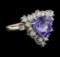 4.17 ctw Tanzanite and Diamond Ring - 14KT White Gold