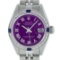 Rolex Ladies Stainless Steel Purple Diamond & Sapphire Datejust Wristwatch 26MM