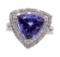 4.79 ctw Tanzanite and Diamond Ring - 18KT White Gold