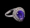 14KT White Gold 4.25 ctw Tanzanite and Diamond Ring