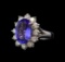 4.68 ctw Tanzanite and Diamond Ring - 14KT White Gold