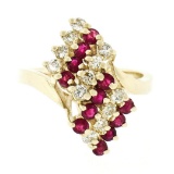 Estate 14kt Yellow Gold 1.44 ctw Diamond & Ruby Cocktail Ring