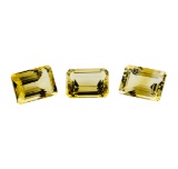 21.24 ctw.Natural Emerald Cut Citrine Quartz Parcel of Three