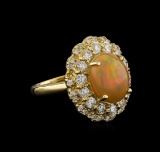 2.75 ctw Opal and Diamond Ring - 14KT Yellow Gold