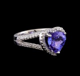 4.10 ctw Tanzanite and Diamond Ring - 14KT White Gold