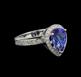 2.90 ctw Tanzanite and Diamond Ring - 14KT White Gold