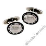 Vintage Georg Jensen Sterling Silver Plain Puffed Oval Button Cuff Links #44B