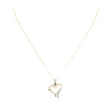 0.50 ctw Diamond Heart Shaped Pendant with Chain - 14KT Yellow Gold