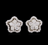 0.92 ctw Diamond Earrings - 14KT White Gold